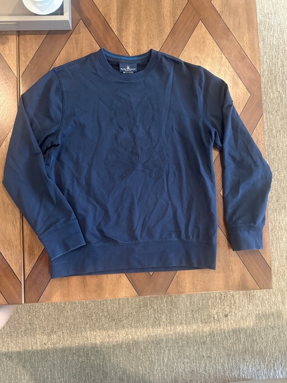 Psycho Bunny Navy Textured Logo Crewneck Sweatshirt